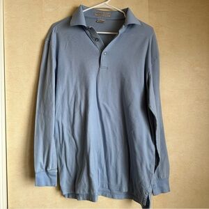 Light blue men's long sleeve polo shirt